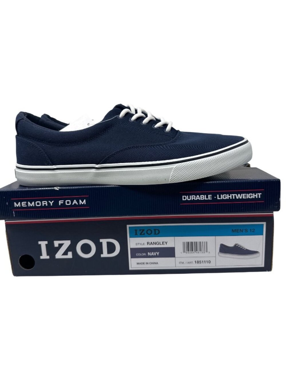 Izod Men's Navy Rangley Memory Foam Casual Sneakers Durable Lightweight Size 12